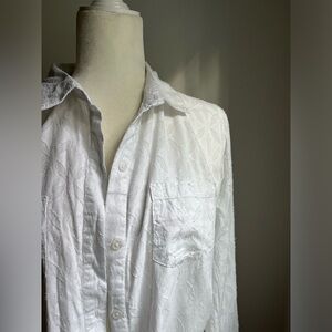 White Cotton Textured Blouse L Beachwear